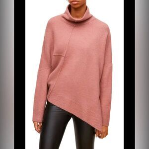 AllSaints Lock Roll Sweater in Smoke Pink